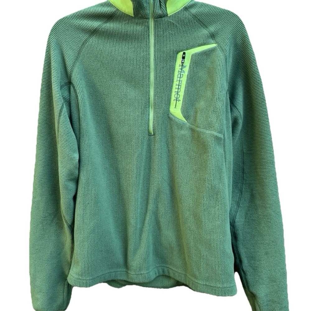Men’s Marmot Small Green Fleece Pullover Jacket 1/4 Zipper Size Small S Hiking